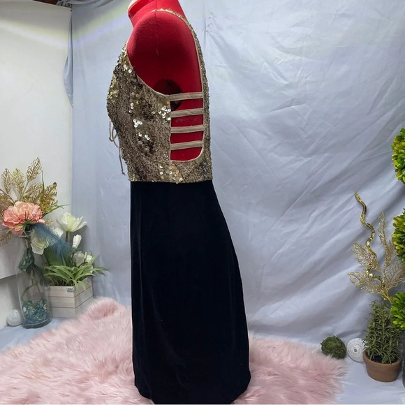 Venus sequence beaded tan top velvet skirt body on evening/club dress size 2 - Picture 11 of 16